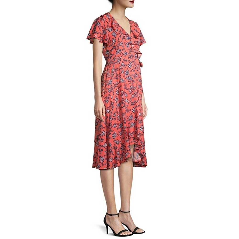 Size XXL 20 2X CORAL/NAVY FLORAL PRINT MIDI WRAP … - image 6