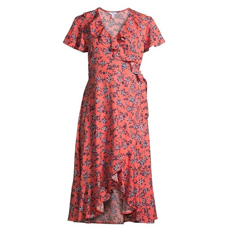 Size XXL 20 2X CORAL/NAVY FLORAL PRINT MIDI WRAP … - image 8