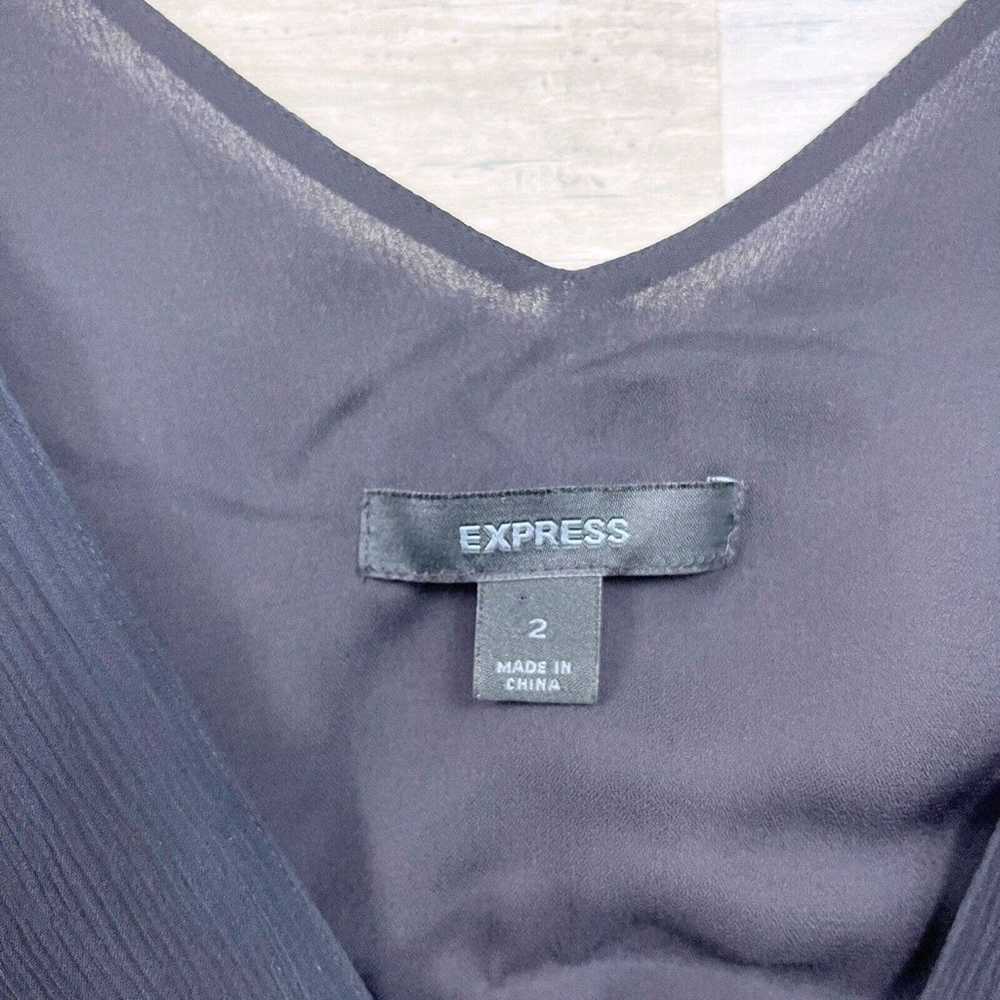 Express Silk Chiffon Cocktail Dress Black V Neck … - image 7