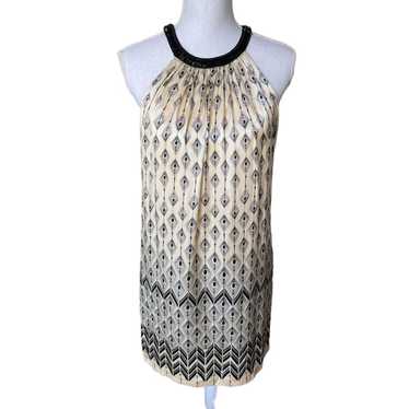 Maggy London silk beaded abstract halter dress