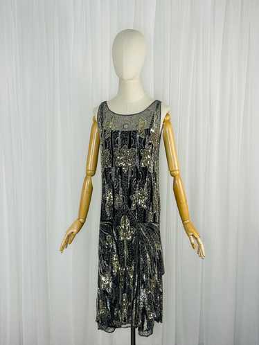 1920s Maison Tannel hand beaded dress