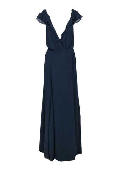 Reformation - Navy Flutter Cap Sleeve Wrap Formal 