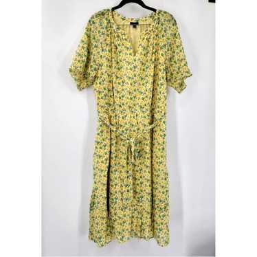 TALBOTS Yellow Floral Midi Dress Petite Womens Siz