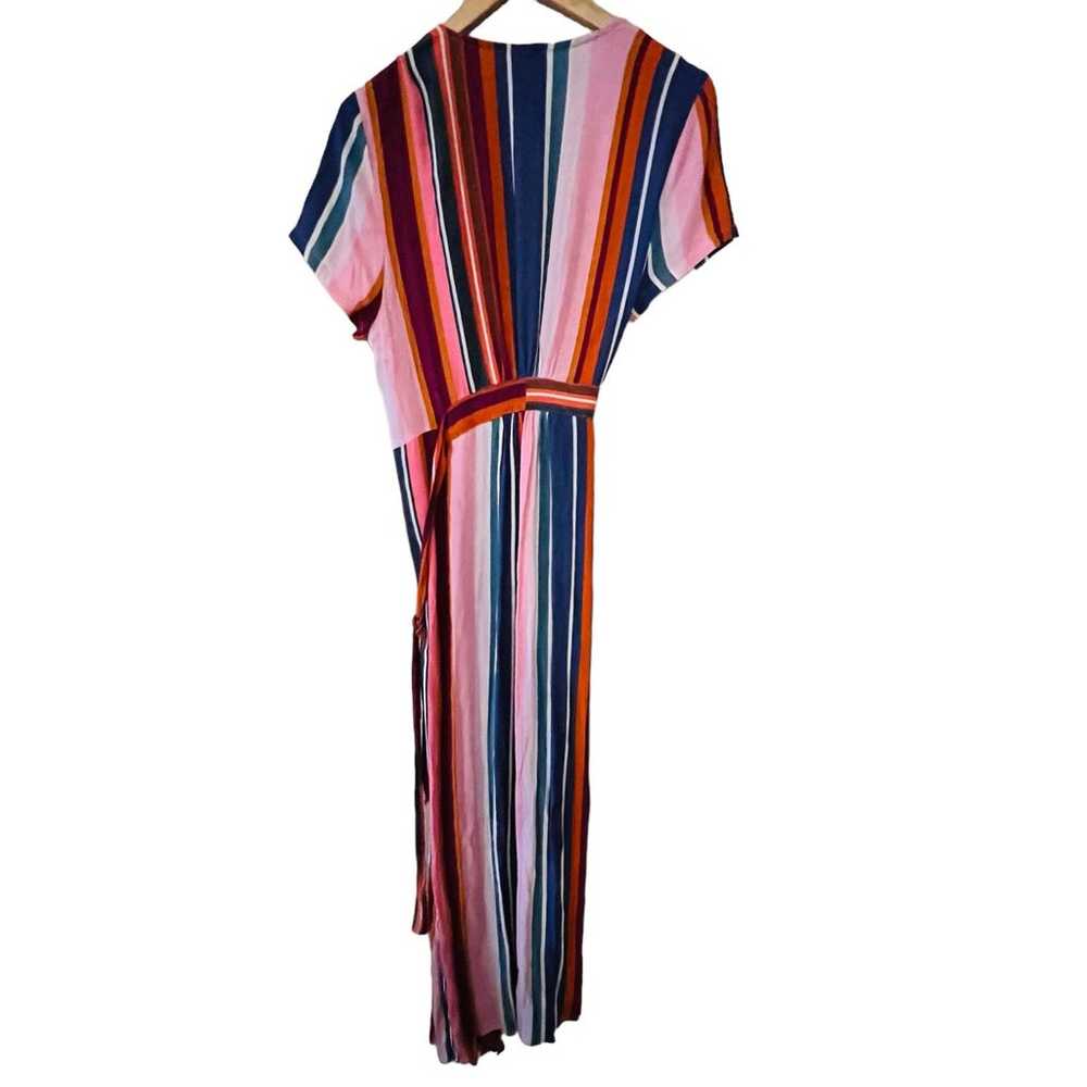 Vici Multicolored Striped Short Sleeve Wrap Maxi … - image 4