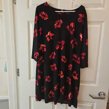 Red and black flower dress