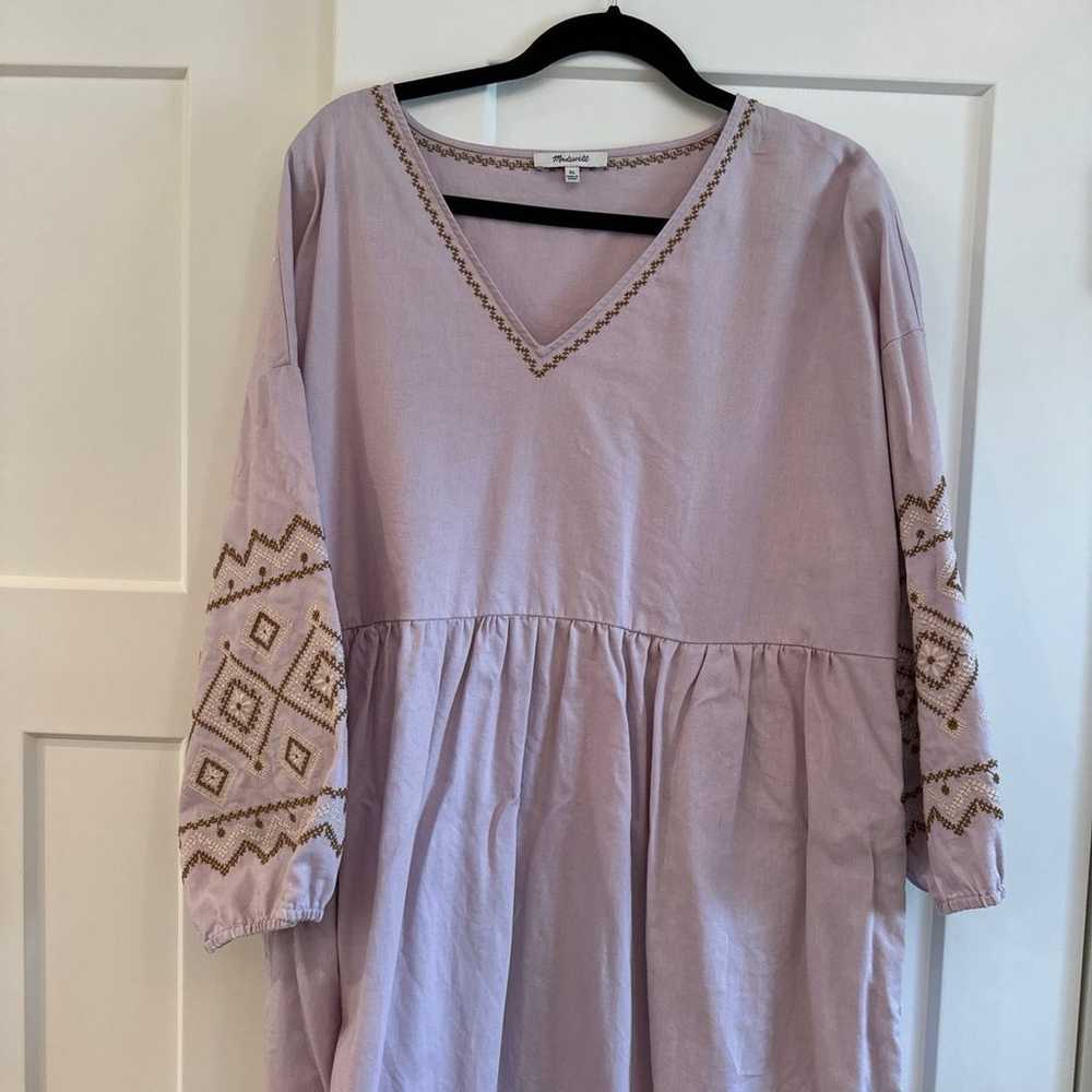 Madewell embroidered midi dress XL lavender purpl… - image 1