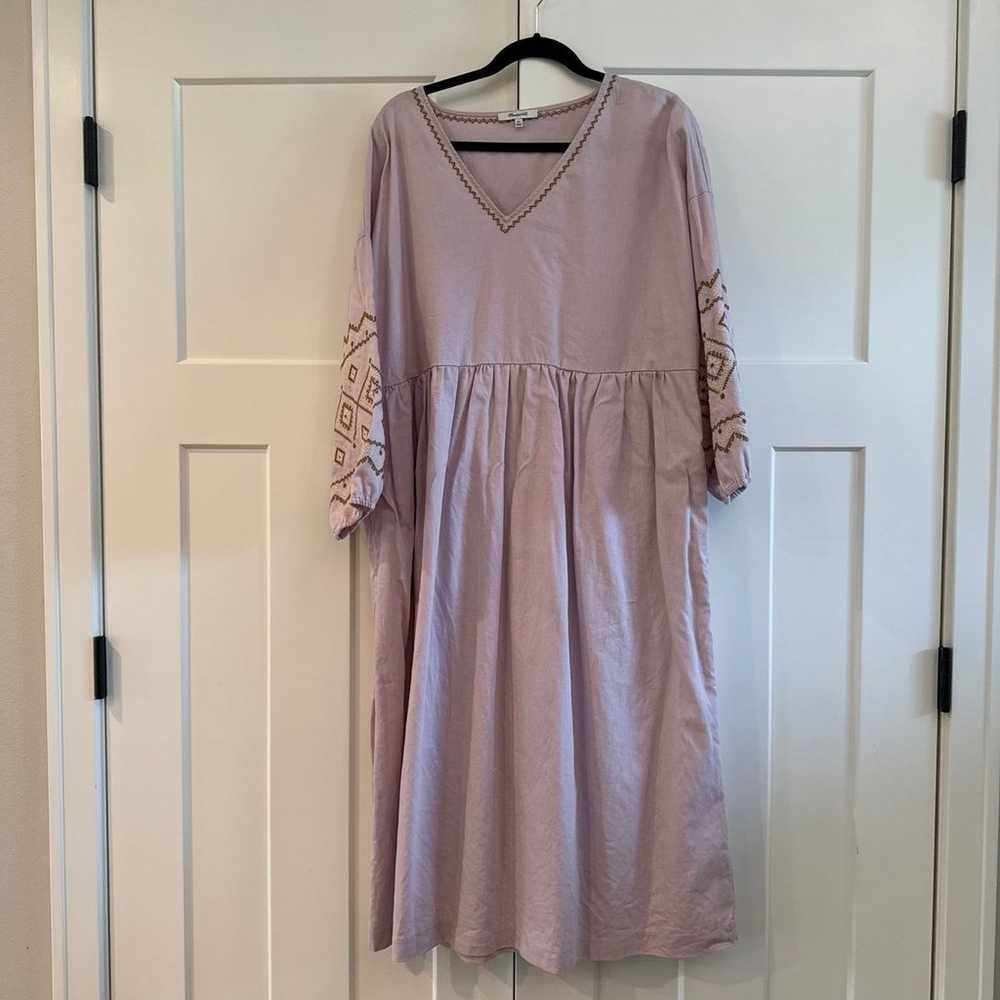 Madewell embroidered midi dress XL lavender purpl… - image 5