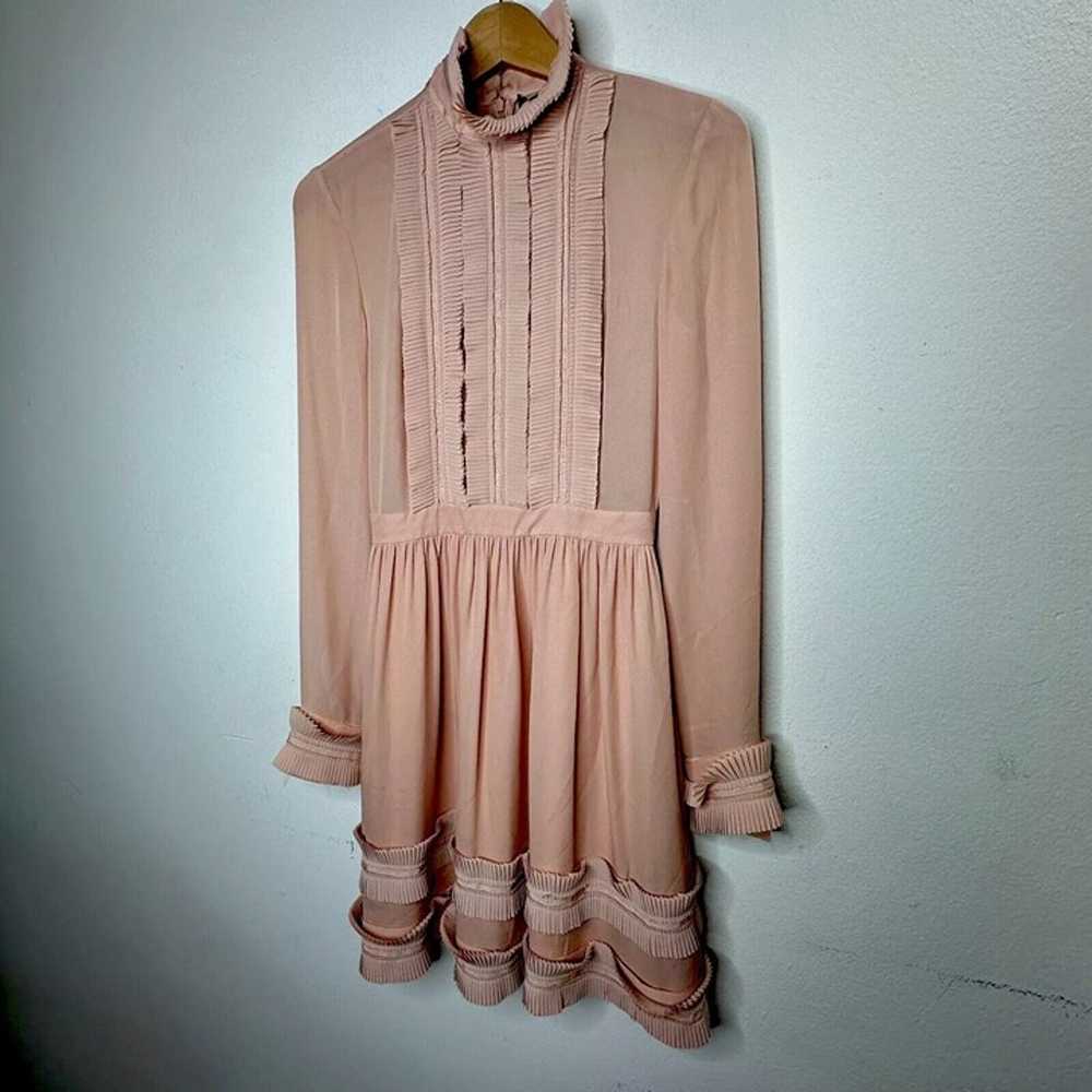 Nicholas Peachy Pink Fine-Pleat Silk Long-Sleeve … - image 4