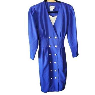 80s Womens Secretary Dress Blue - image 1