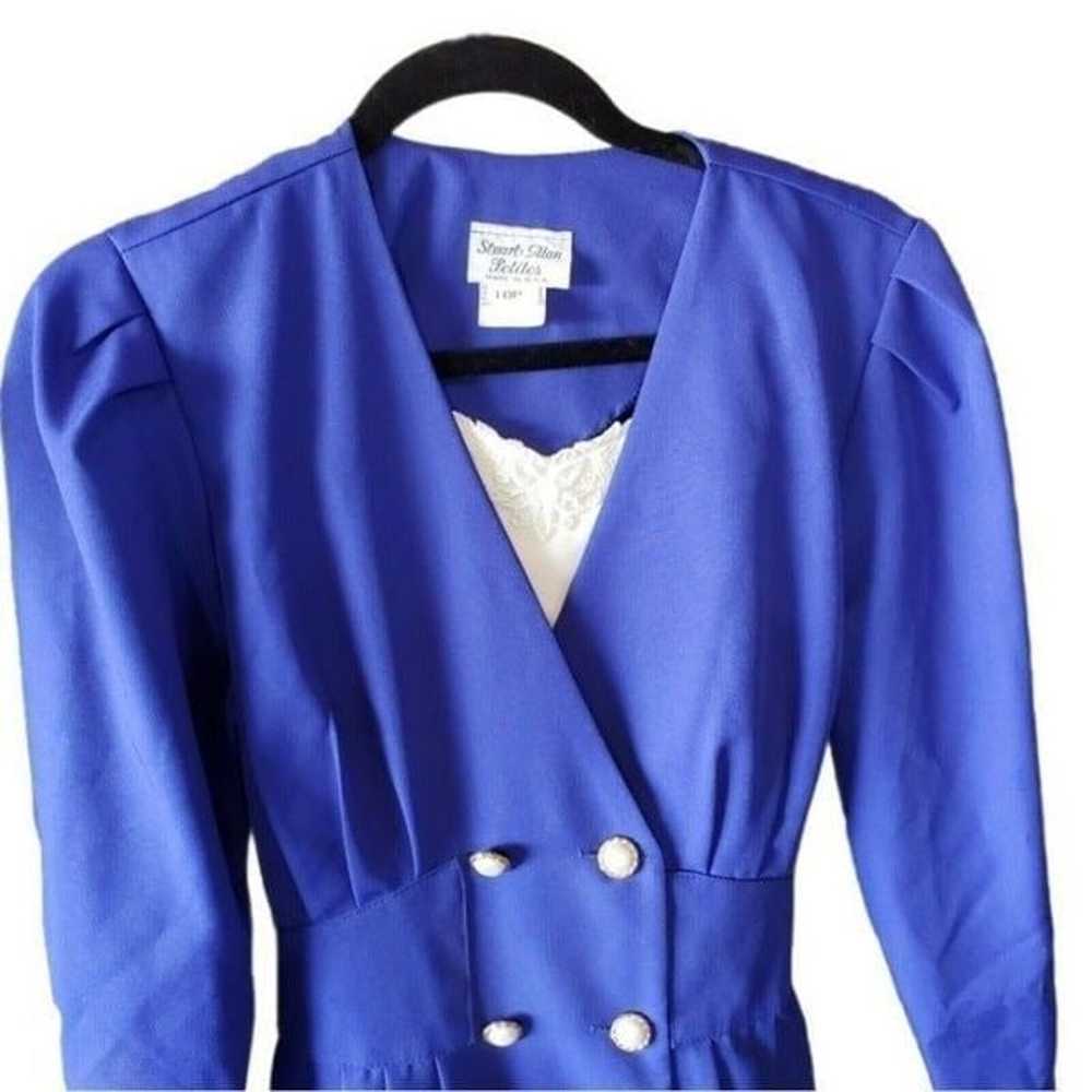 80s Womens Secretary Dress Blue - image 2