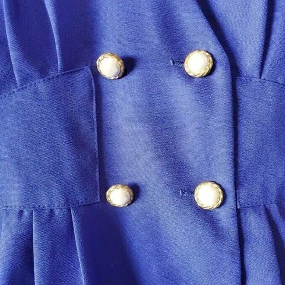 80s Womens Secretary Dress Blue - image 3