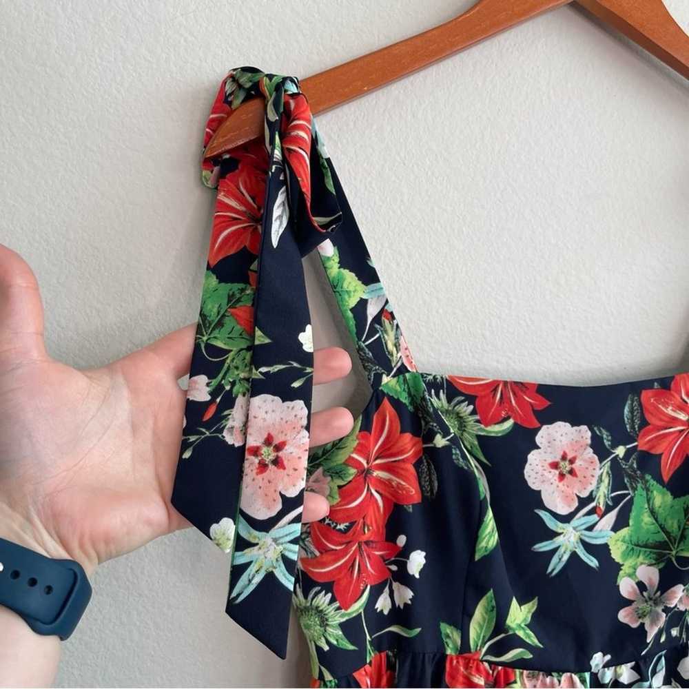 Eliza J Navy Floral Handkerchief Knee Length Dres… - image 4