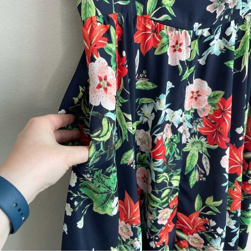 Eliza J Navy Floral Handkerchief Knee Length Dres… - image 5