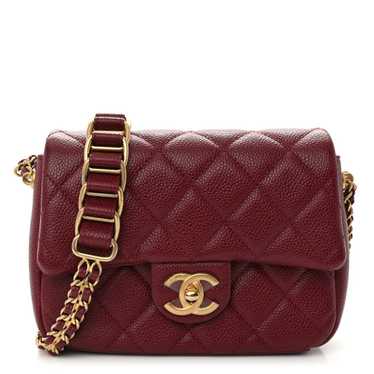 CHANEL Caviar Quilted Mini Chain Soul Flap Burgund