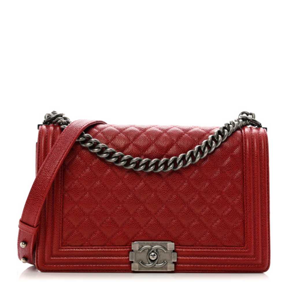 CHANEL Caviar Quilted New Medium Boy Flap Dark Red - image 1