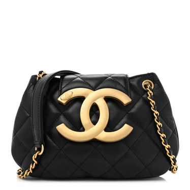CHANEL Lambskin Quilted Small Messenger Bag Black
