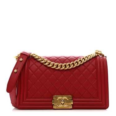 CHANEL Caviar Quilted Medium Boy Flap Red