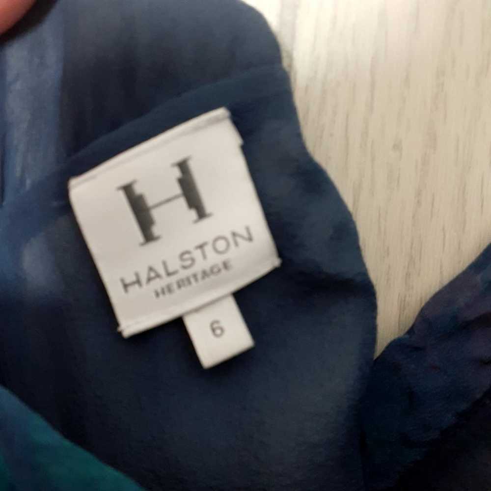 Halston Heritage Silk Cocktail Dress Long Tie in … - image 2