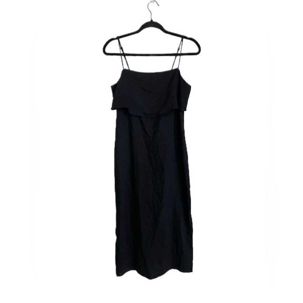 By Anthropologie Slim Linen Midi Dress in Black S… - image 2
