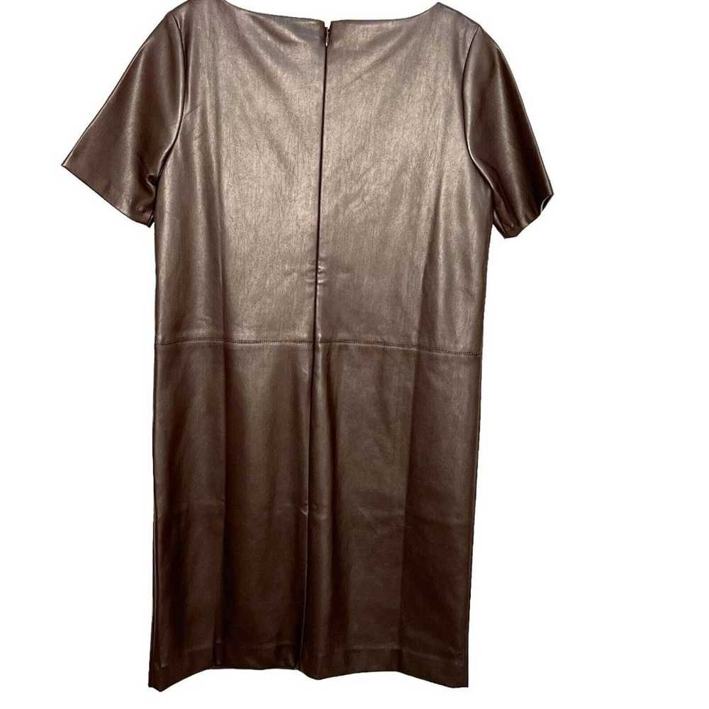 Ann Taylor Brown Seamed Faux Leather Shift Dress … - image 4