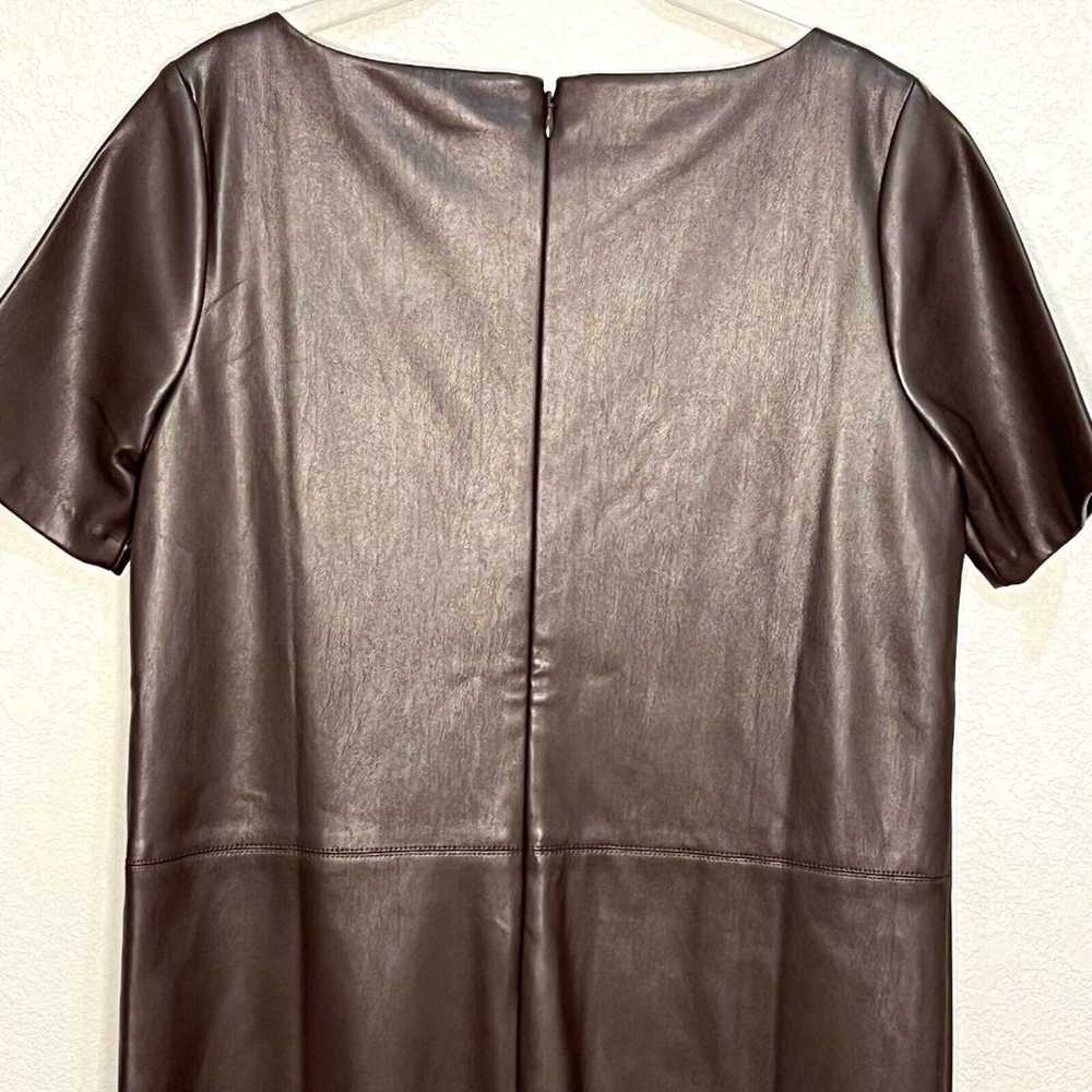 Ann Taylor Brown Seamed Faux Leather Shift Dress … - image 9