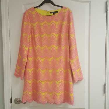 French Connection Pink Yellow Lace Dress Summer MO