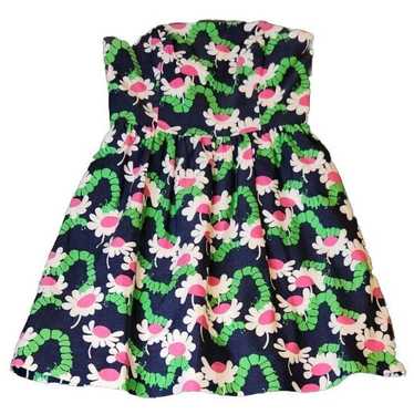 LILLY PULITZER Blue Pink Floral Yum Yum Caterpill… - image 1