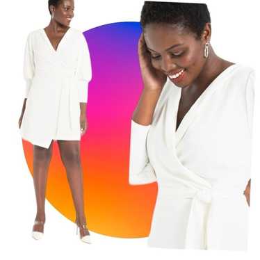 Eloquii Women Plus Size 18 White Faux Wrap Drape … - image 1