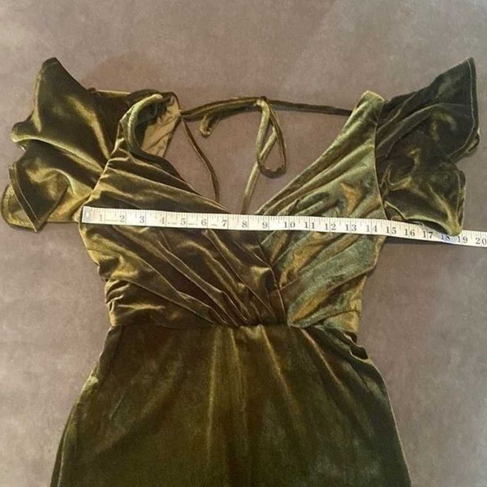 Women’s Full Length V-Neck Ruffle Sleeve Green Fo… - image 10