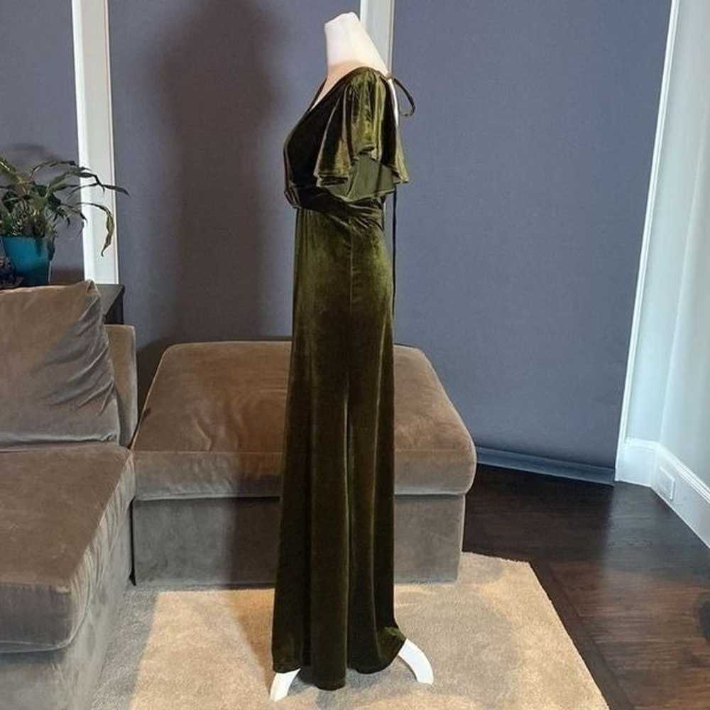 Women’s Full Length V-Neck Ruffle Sleeve Green Fo… - image 3
