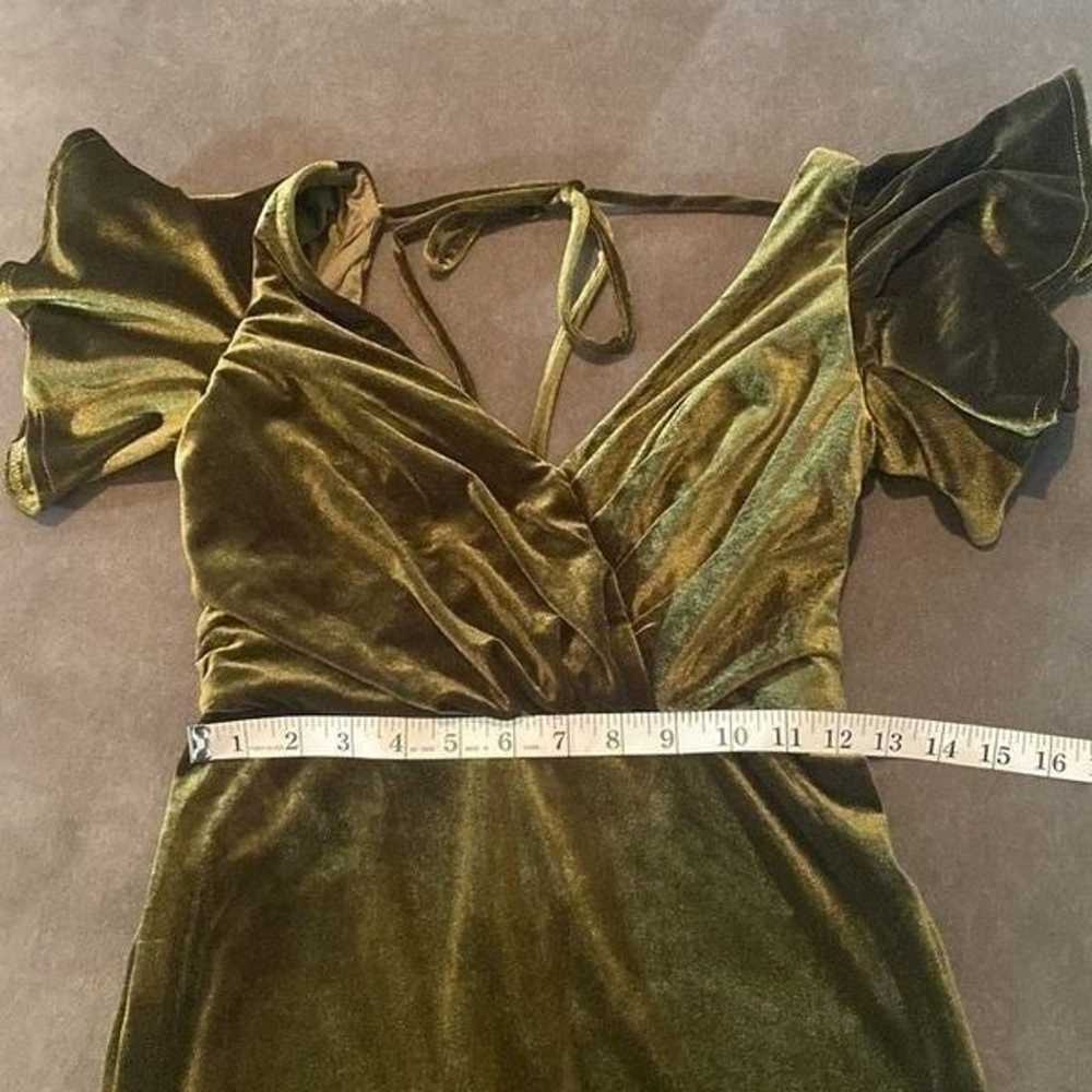 Women’s Full Length V-Neck Ruffle Sleeve Green Fo… - image 8