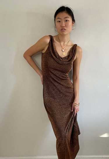 Sleeveless bronze maxi dress