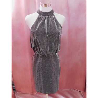 Vince Camuto Sleeveless Silver Metallic Mini Dress