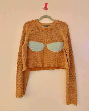 Cropped menswear cup cotton sweater - image 1