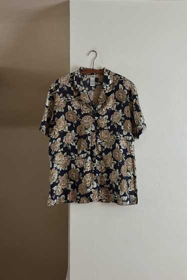 1990's PURE SILK FLORAL BOXY SHIRT