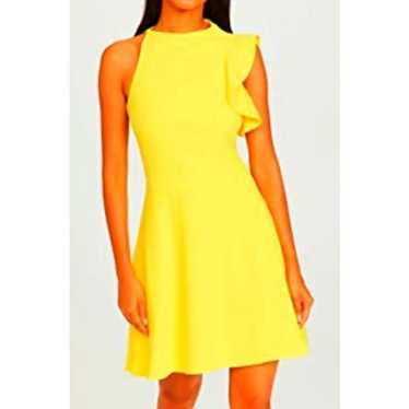 Black Halo Pabla Yellow A-Line Mini Dress Ruffle … - image 1