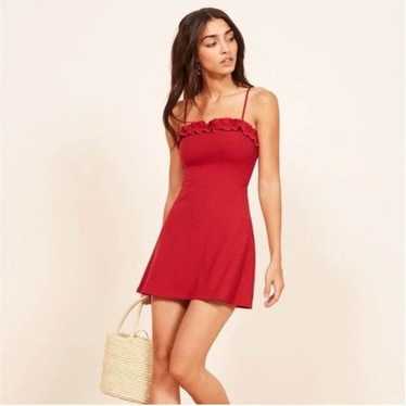 Reformation Bri Ruffle Mini Dress - Red - Size Sma