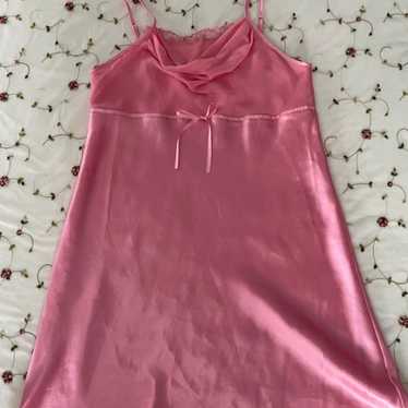 pink satin slip dress