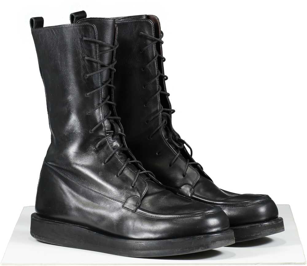 The Row Black Leather Lace Up Patty Combat Boots … - image 2