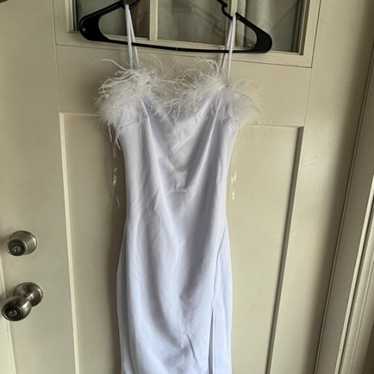 White feather slip dress