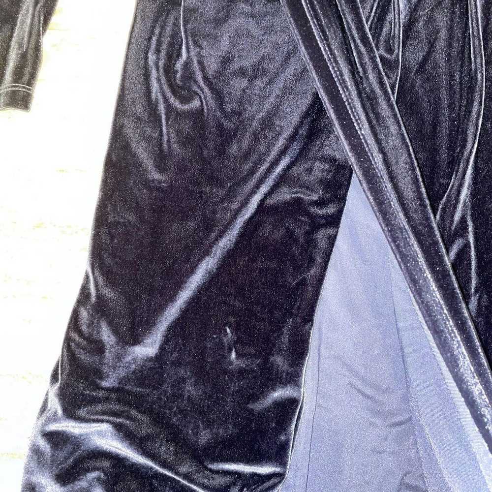 DESIR COUTURE Gray Velvet Gown Maxi Dress Sash Hi… - image 5