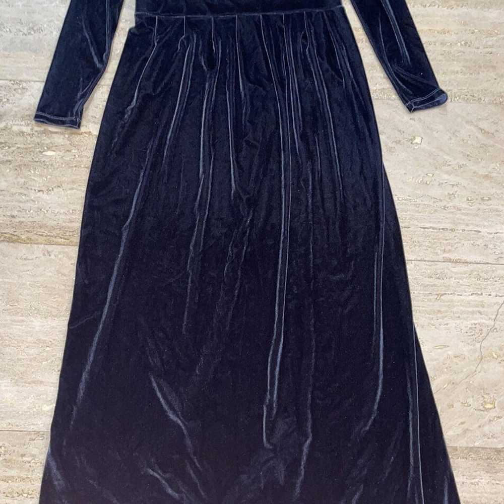 DESIR COUTURE Gray Velvet Gown Maxi Dress Sash Hi… - image 7