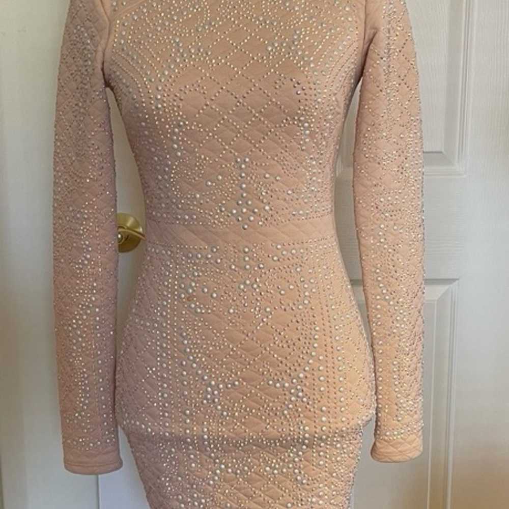 Bebe Embellished Iridescent Quilted Dress - image 4