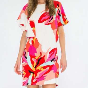 Crosby by Mollie Burch Red / Orange Floral Dress - image 1