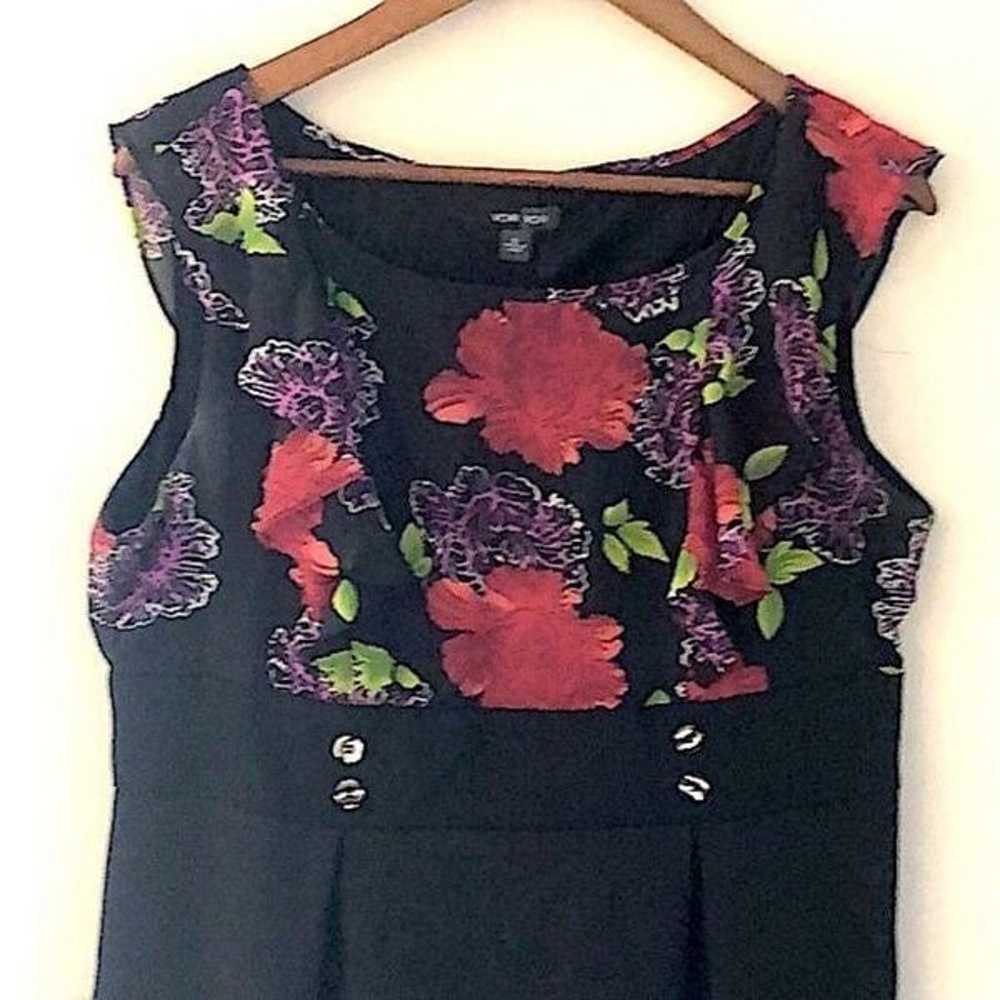 Voir Voir dress black with floral bodice sleevele… - image 2