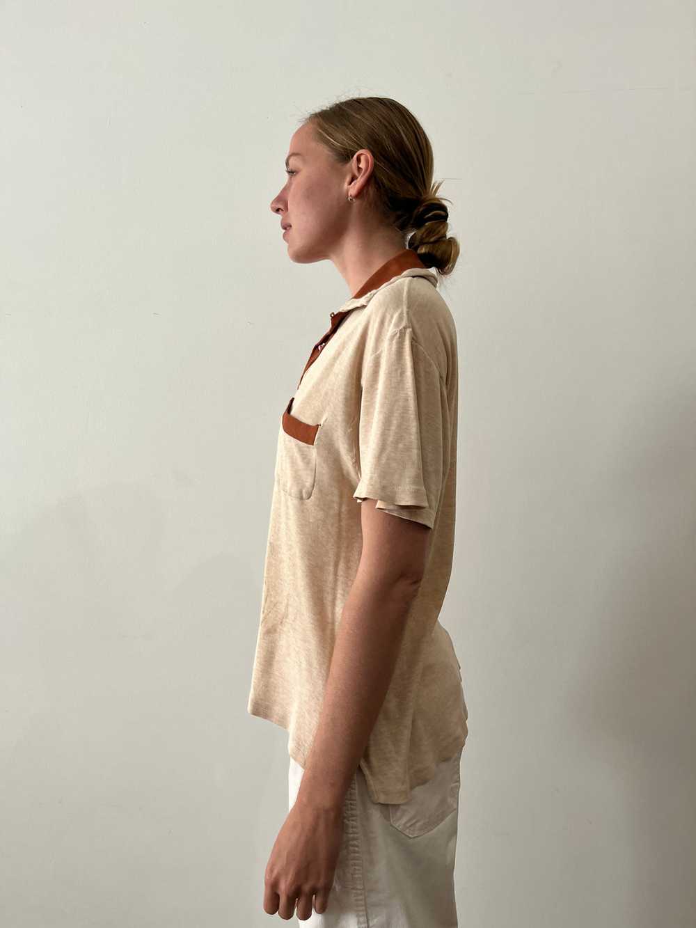 30s/40s Brown Two Toned Polo Shirt - image 3