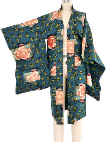 Teal Ikat Kimono