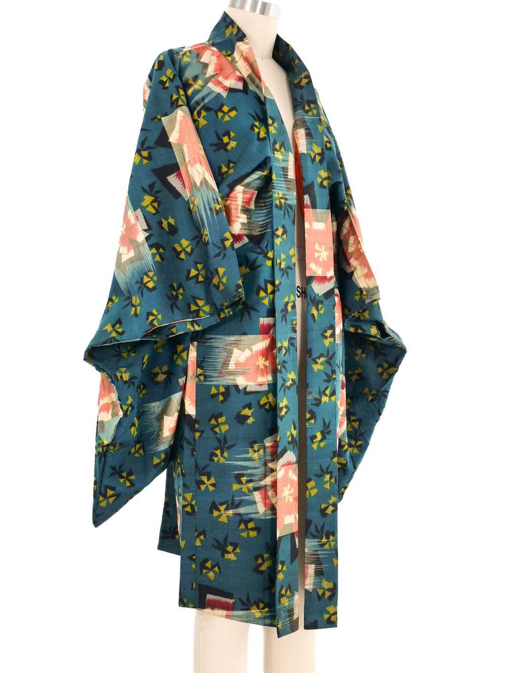 Teal Ikat Kimono - image 4