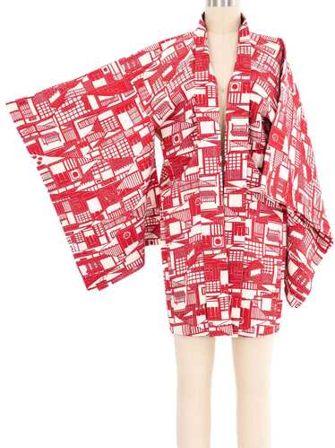 Red Geometric Kimono