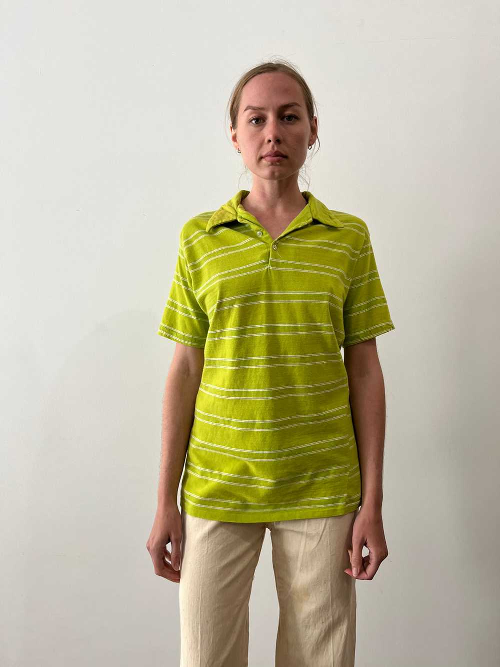 60s Lime Green Polo tee - image 1